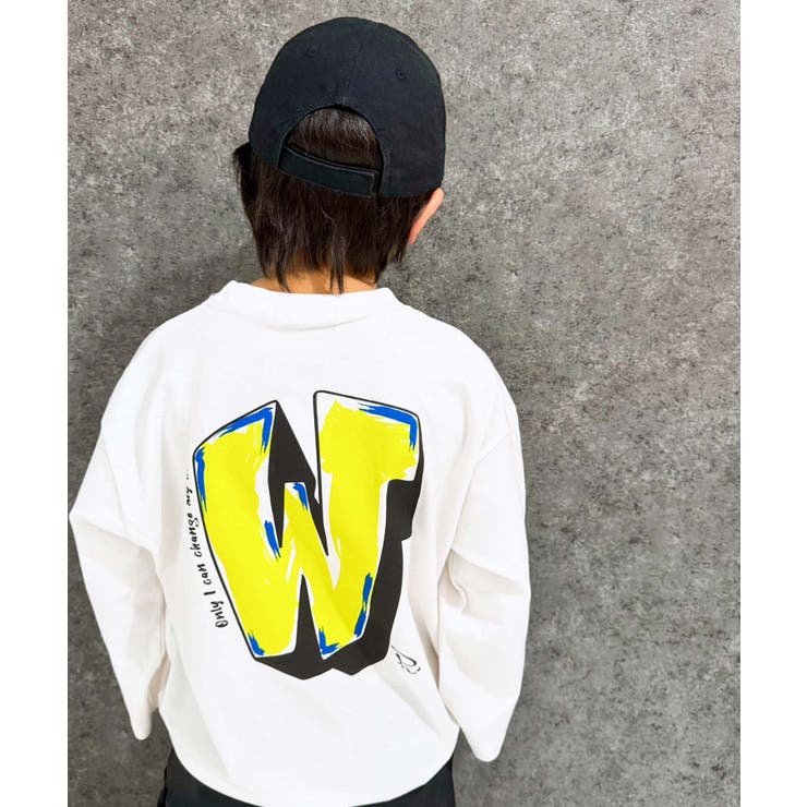 16-9オフホワイト/C | オーバーサイズプリントロンT キッズ 長袖Tシャツ | NEXT WALL