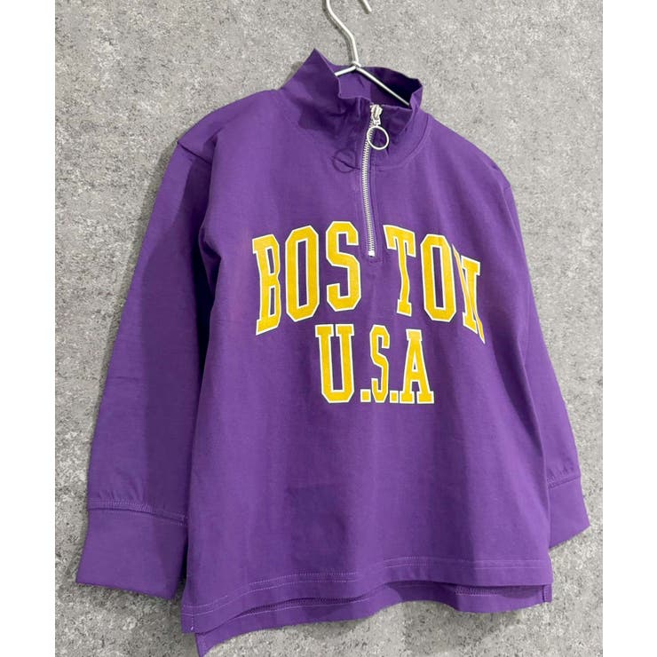 8-3パープル/A | オーバーサイズハーフジップロンT キッズ 子供服 | NEXT WALL