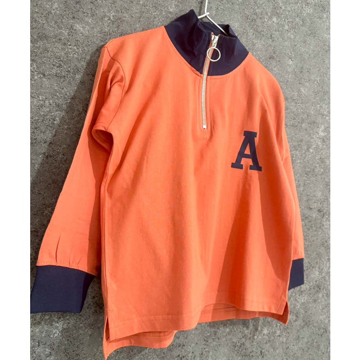8-6オレンジ/B | オーバーサイズハーフジップロンT キッズ 子供服 | NEXT WALL