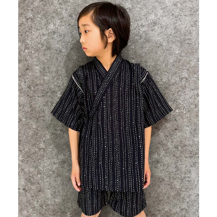 12-6刺し子ブラック | 接触冷感 SHISKY 甚平 | NEXT WALL