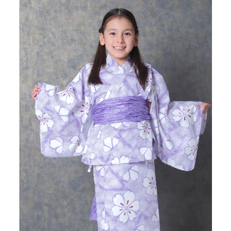 8-1ラベンダー絞り柄 | 浴衣 3点セット 子供 | NEXT WALL