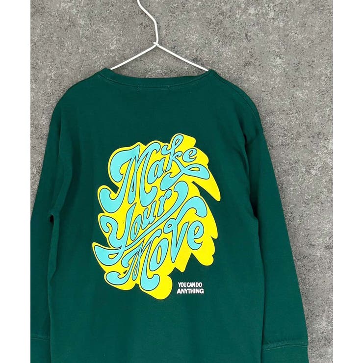 9-8D/グリーン/C | オーバーサイズプリントロンT キッズ 長袖Tシャツ | NEXT WALL