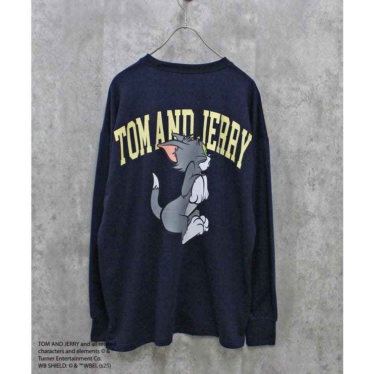 16-15ネイビー/D | TOM&JERRY バックプリントBIGトレーナー メンズ | NEXT WALL