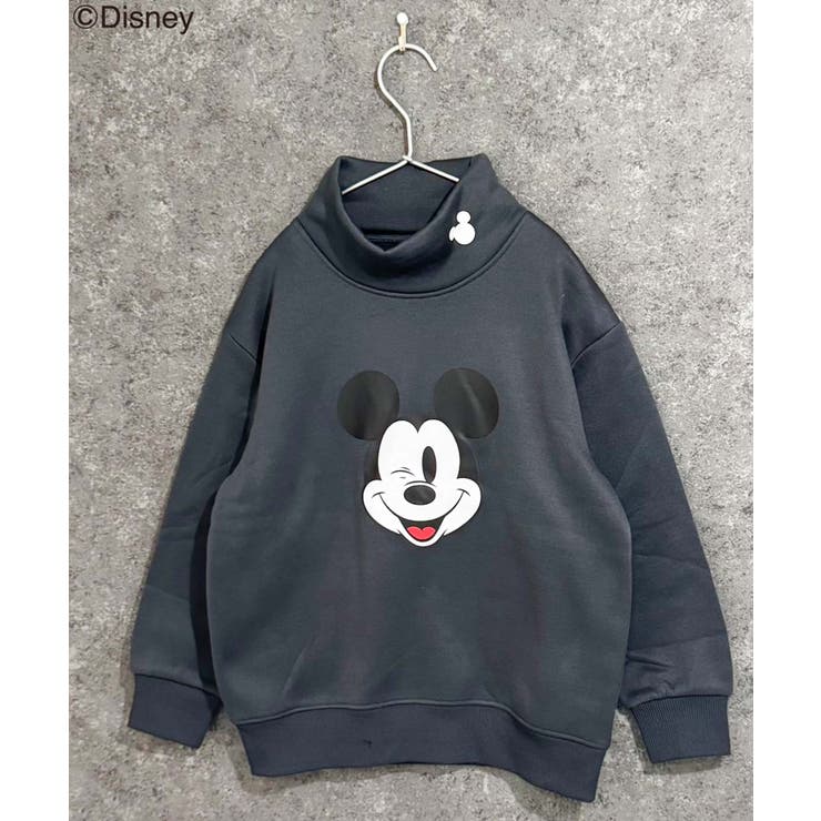 8-8チャコール/B | MICKEYMOUSE ハイネック裏起毛トレーナー キッズ | NEXT WALL