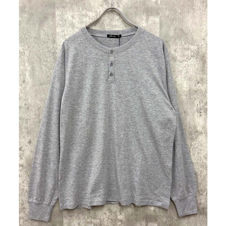 6-3杢グレー | ヘンリーネック長袖Tシャツ メンズ ロンT | NEXT WALL