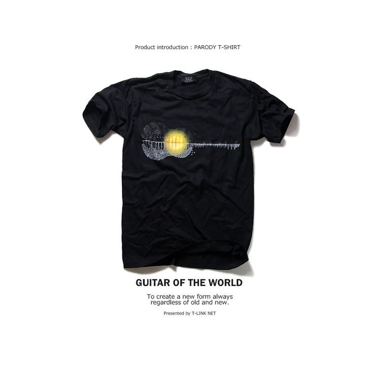 グラフィックTシャツギターオブザワールドメンズ春夏秋冬用コットン100%黒/白M-L【白黒デザインTシャツパロディTシャツメンズTシャツ半袖レディーストップス夏おもしろTシャツ笑えるTシャツ個性的】