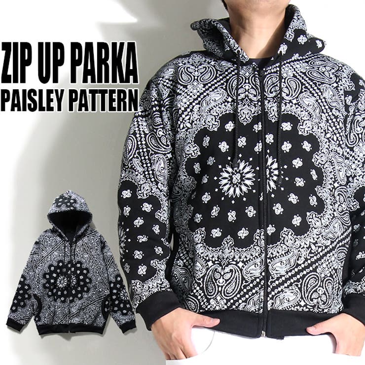 ペイズリー柄ジップアップパーカー メンズ 秋冬用 綿100 黒 S L 品番 Tlkm T Link ティーリンク のメンズ ファッション通販 Shoplist ショップリスト