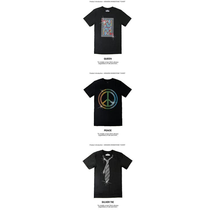 【良好品】 ラインストーン デザインTシャツ 9種類[品番：TLKM0001794]｜T トップス