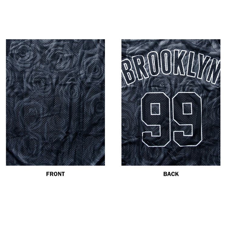総柄デザインBROOKLYNメッシュバスケットシャツメンズポリエステル100%春夏用S-XL【大きいサイズバックプリントメッシュタンクトップストリート系ゲームシャツダンス衣装メンズトップスレディーススケーター花柄ペアルック】