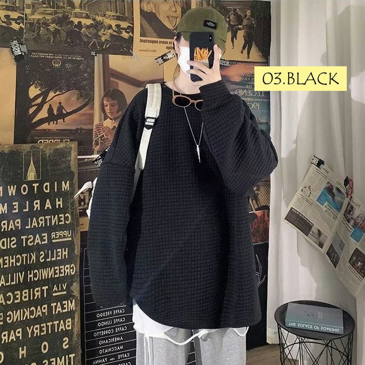 ワッフル生地 ロング Tシャツ[品番：TLKM0008810]｜T-LINK