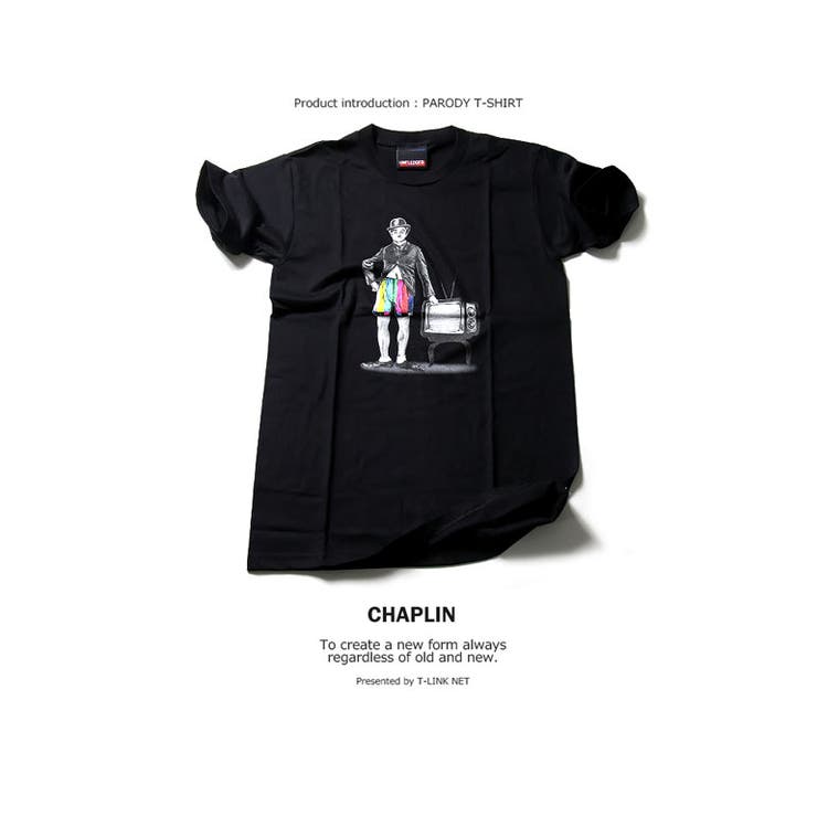 ★レビューを書いてメール便送料無料★デザインTシャツカラフルパンツを履いたチャップリンユニーク【個性的パロディTシャツ】tec024