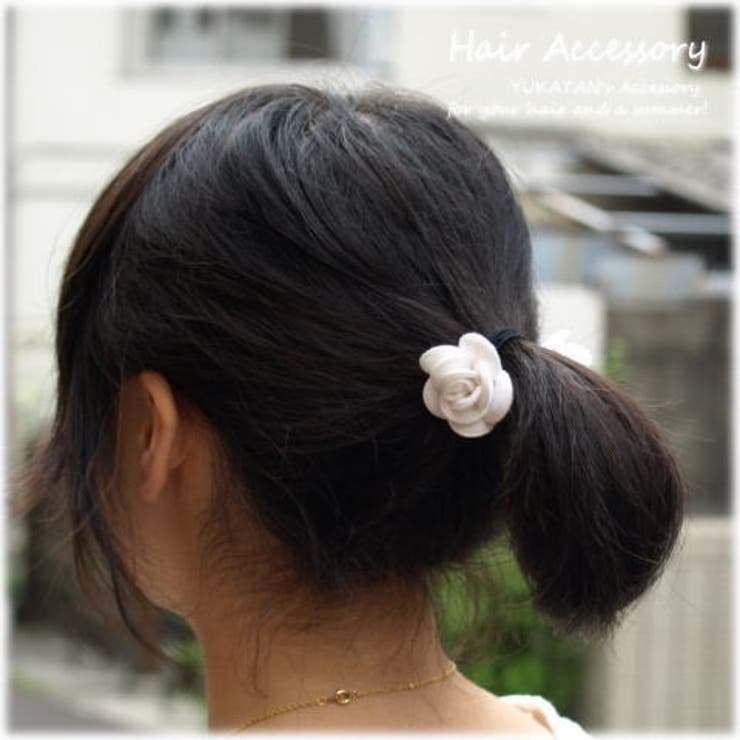 2つの薔薇が可愛いツヤっとバラのヘアゴム アクセサリー[品番