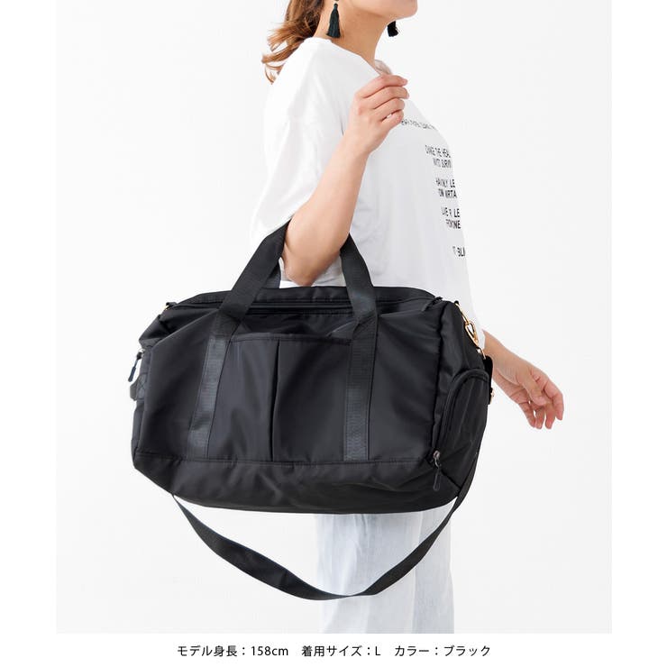 ブラック | ボストンバッグ レディース メンズ 修学旅行 スポーツ ジム 大容量 旅行 | AUNI