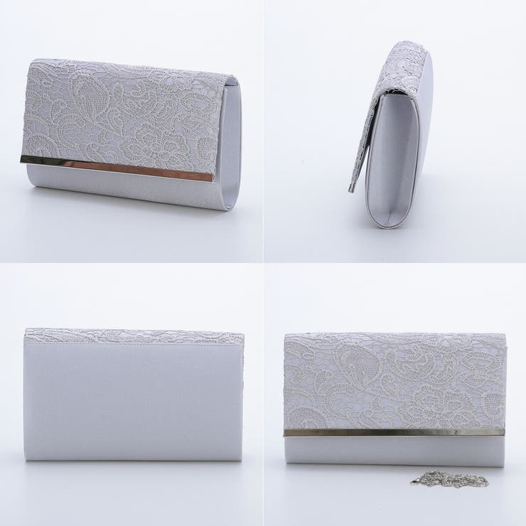 シルバー | ケミカルレースパーティーバッグ クラッチバッグ チェーン付き2WAY | AUNI