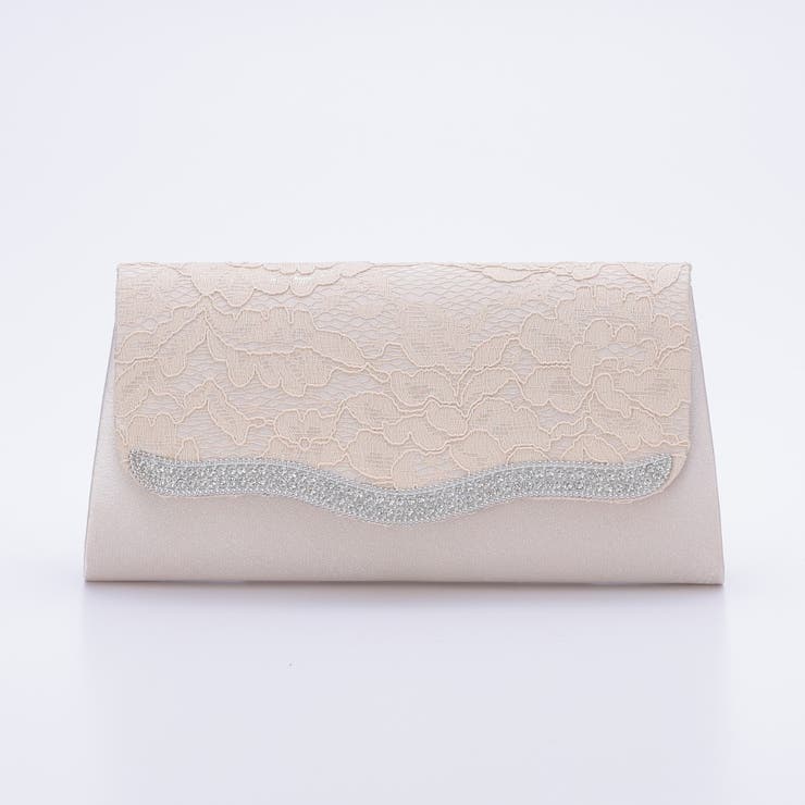 ベージュ | 波型フラップレースパーティーバッグ クラッチバッグ チェーン付き2WAY | AUNI