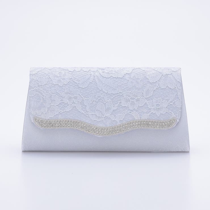 シルバー | 波型フラップレースパーティーバッグ クラッチバッグ チェーン付き2WAY | AUNI