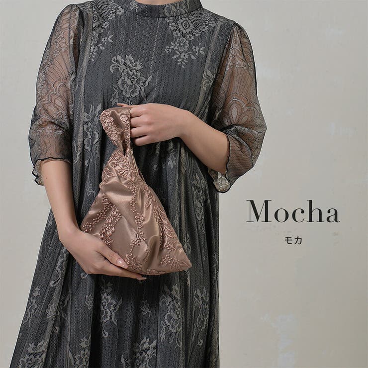 花柄刺繍サブバック レース 内ポケットあり オケージョン | AUNI | 詳細画像3 