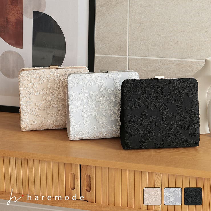 刺繍スクエアパーティーバッグ クラッチバッグ チェーン付き2WAY | AUNI | 詳細画像1 