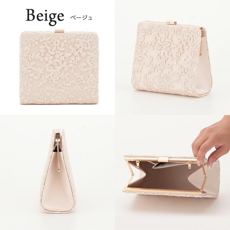 刺繍スクエアパーティーバッグ クラッチバッグ チェーン付き2WAY | AUNI | 詳細画像2 