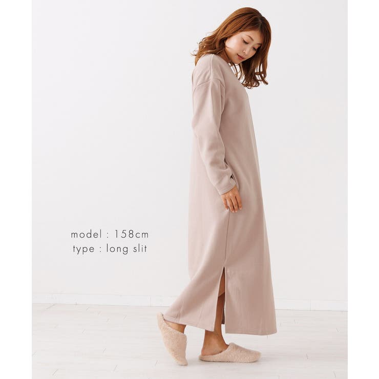 裏起毛 ワンピース パジャマ ルームウェア レディース 冬 ワンマイル | AUNI | 詳細画像16 