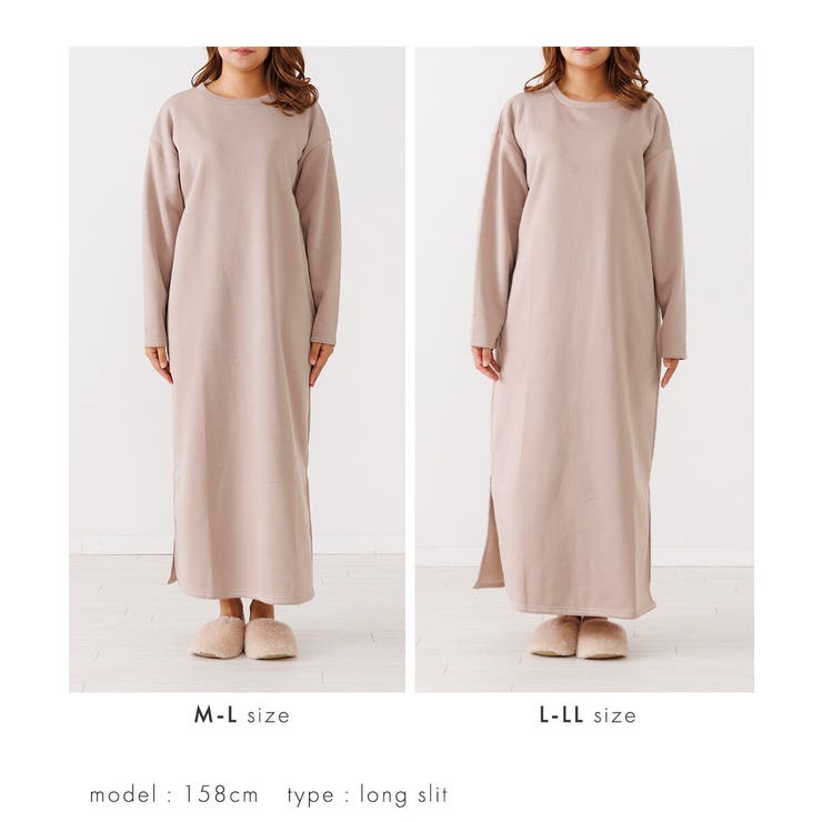 裏起毛 ワンピース パジャマ ルームウェア レディース 冬 ワンマイル | AUNI | 詳細画像18 