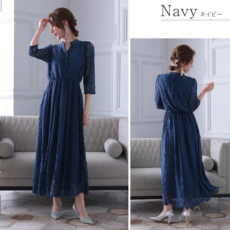 スキッパーカラーワンピース ウエストゴム レース オケージョン | AUNI | 詳細画像7 