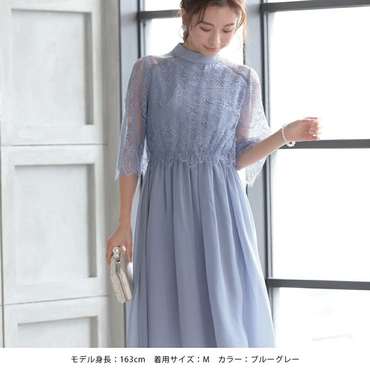 ボトルネックフレアドレス ウエストゴム オケージョン | AUNI | 詳細画像2 