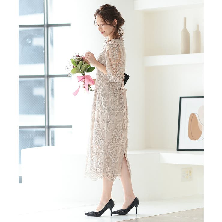 エンブロイダリーコクーンドレス 刺繍 ウエスト調整可 オケージョン | AUNI | 詳細画像6 