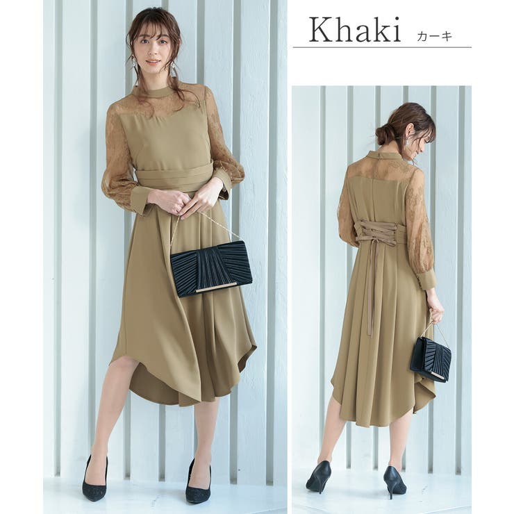 ロングスリーブイレヘムスカートドレス ウエスト調整可 オケージョン | AUNI | 詳細画像7 