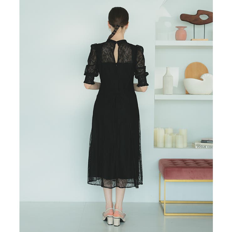 総レースバックリボン付きドレス フレア オケージョン | AUNI | 詳細画像4 