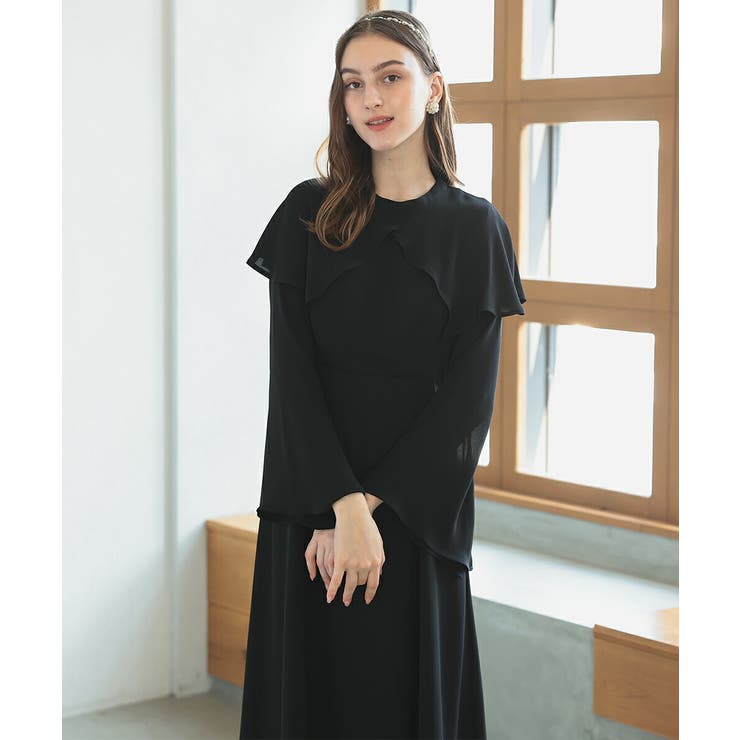 ケープ襟ワンピースドレス ハイウエスト オケージョン | AUNI | 詳細画像6 