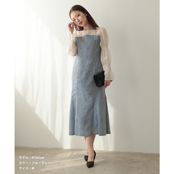 キャンディスリーブジャガードドレス マーメイド ダマスク柄 ジャガード | AUNI | 詳細画像6 