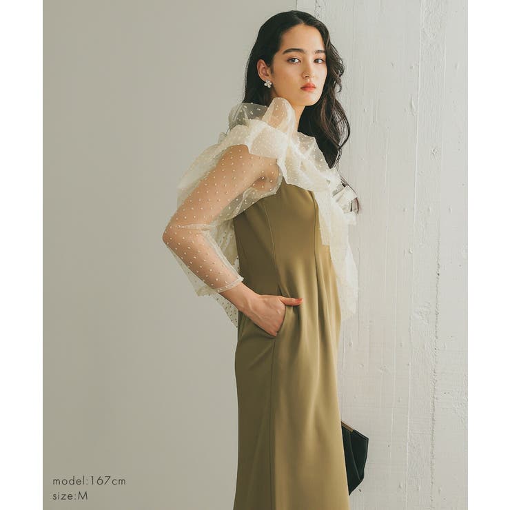 メニーウェイラッフルケープドレス ドット オーガンジー オケージョン | AUNI | 詳細画像8 