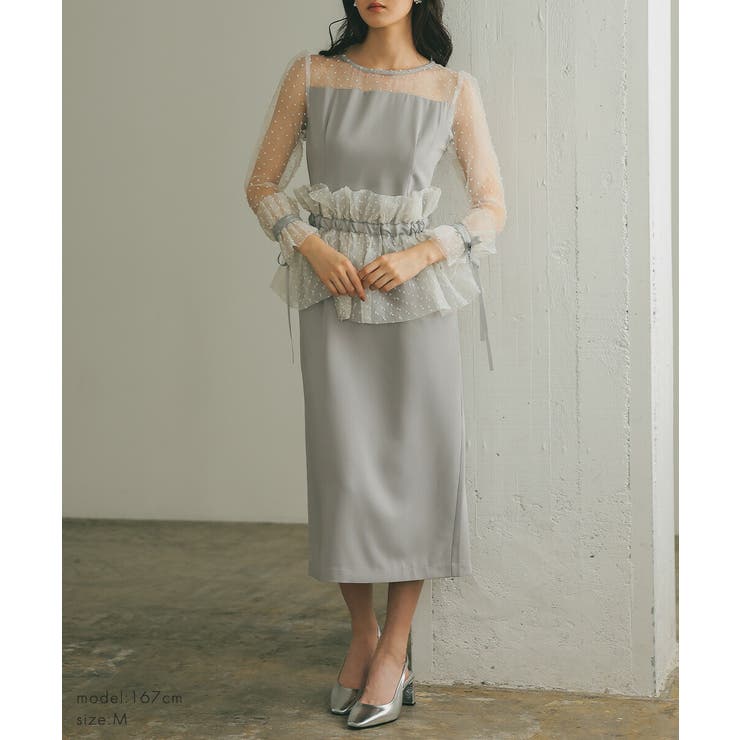 メニーウェイラッフルケープドレス ドット オーガンジー オケージョン | AUNI | 詳細画像12 