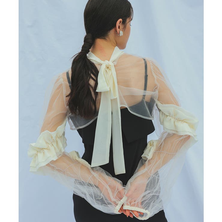 チュールボレロコクーンドレス フリル ボトルネック レイヤード オケージョン | AUNI | 詳細画像8 