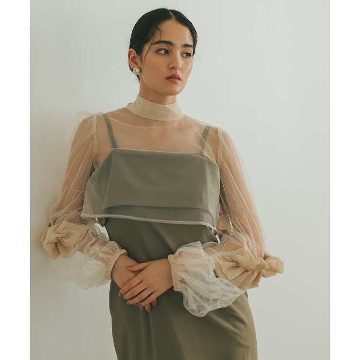 チュールボレロコクーンドレス フリル ボトルネック レイヤード オケージョン | AUNI | 詳細画像10 