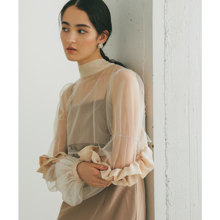 チュールボレロコクーンドレス フリル ボトルネック レイヤード オケージョン | AUNI | 詳細画像14 