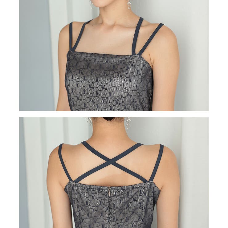 チュールボレロ幾何学レースドレス スリット オケージョン | AUNI | 詳細画像10 