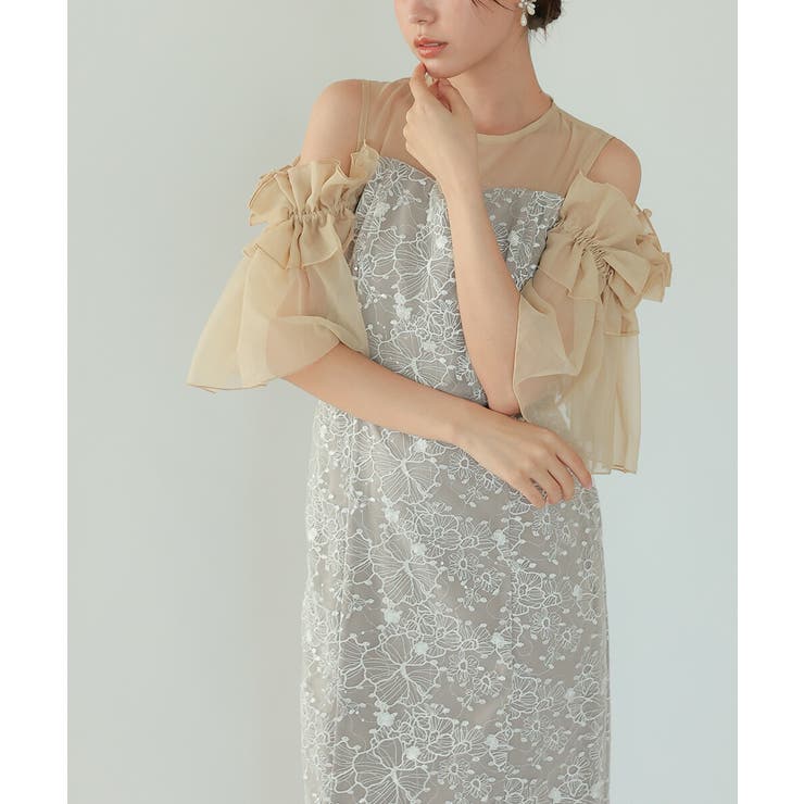 ブロッサムチュールドレス シアースリーブ Iライン オケージョン | AUNI | 詳細画像15 