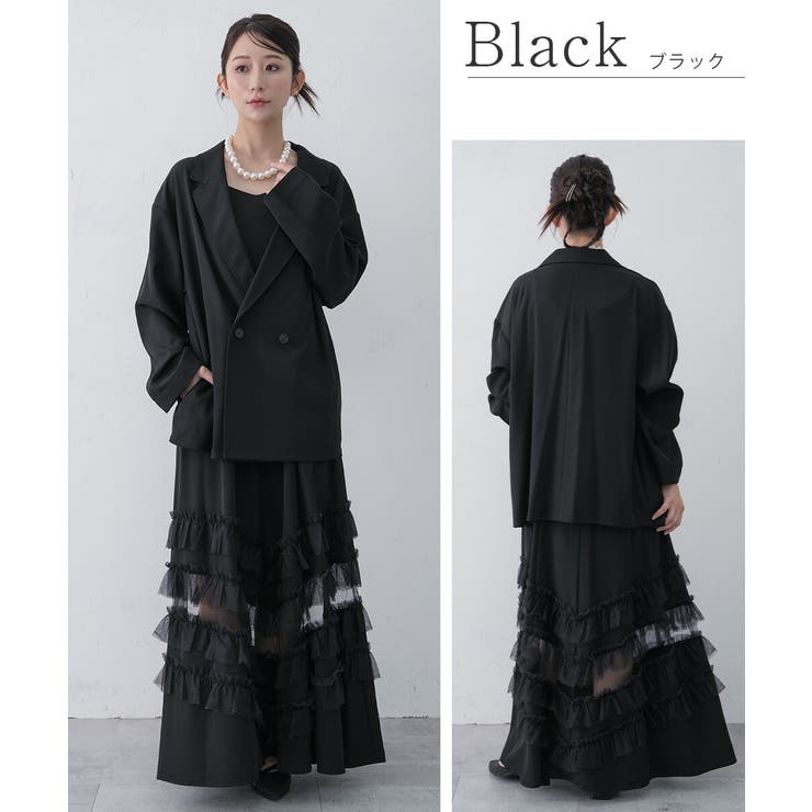 トランスペアレントヘムセットアップドレス キャミワンピース ジャケット | AUNI | 詳細画像6 