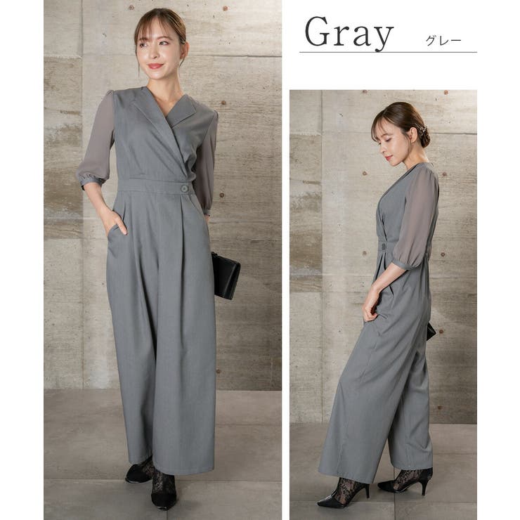 オールインワンパンツドレス タック ワイドシルエット オケージョン | AUNI | 詳細画像7 