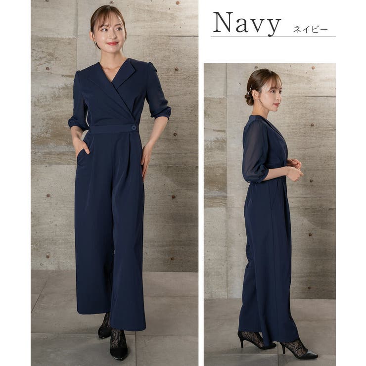 オールインワンパンツドレス タック ワイドシルエット オケージョン | AUNI | 詳細画像9 