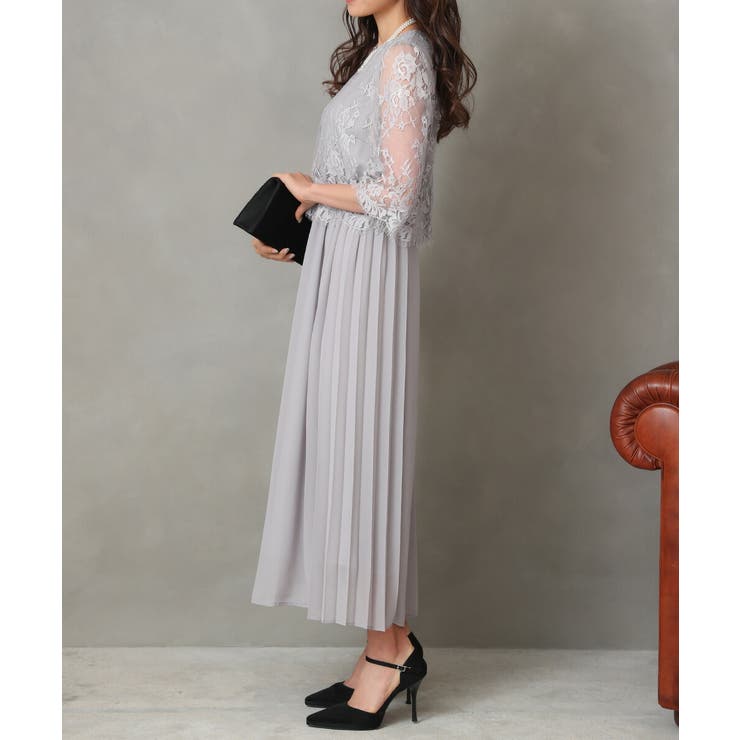 サイドプリーツレースリーブワンピース シフォン フレアスリーブ | AUNI | 詳細画像11 