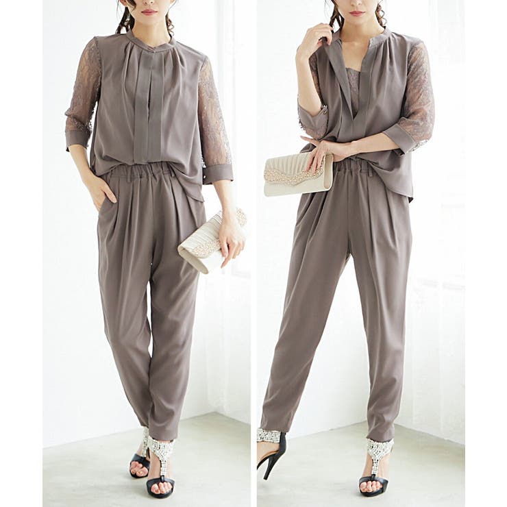 パンツドレス セットアップ 前開きブラウス テーパードパンツ オケージョン | AUNI | 詳細画像8 