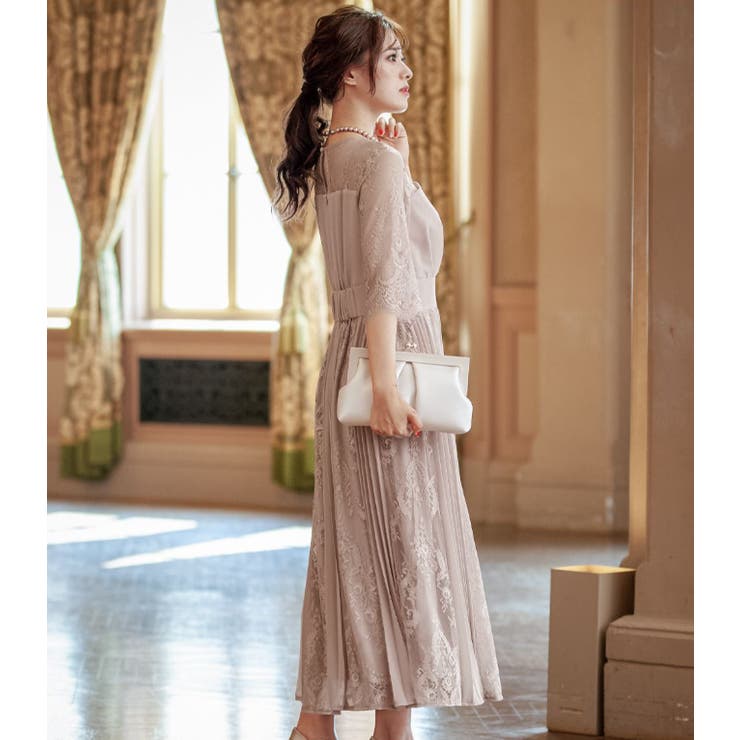 パーティードレス 結婚式 ワンピース ドレス ロングドレス 袖あり レース | AUNI | 詳細画像2 