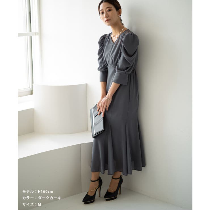 ダークカーキ | 結婚式 ドレス パーティードレス オケージョンドレス ワンピース レディース | AUNI
