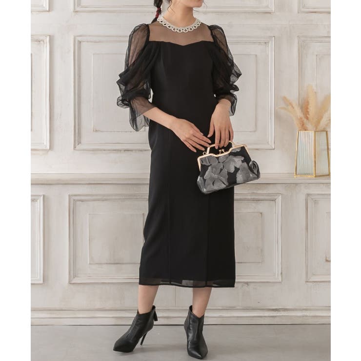 ブラック | 結婚式 ドレス パーティードレス オケージョンドレス ワンピース レディース | AUNI