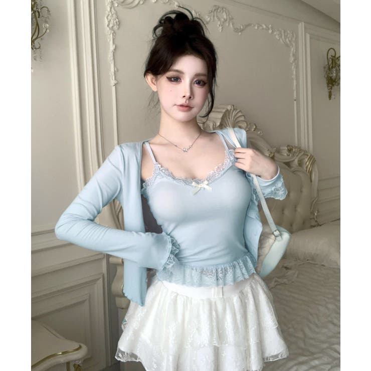 裾レース チビリボンデザインキャミソール | Axis | 詳細画像4 