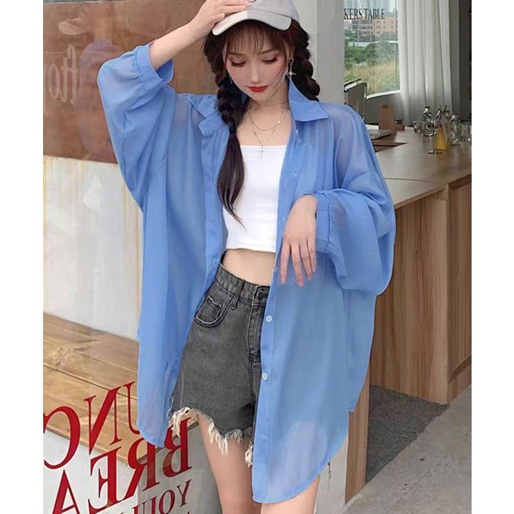 ライトブルー | ルーズシアーシャツ 長袖 | Axis