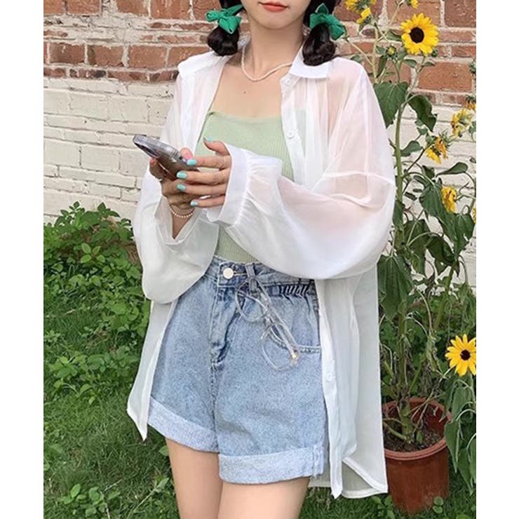 ホワイト | ルーズシアーシャツ 長袖 | Axis